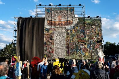 El mural del colectivo indonesio Taring Padi, censurado en la pasada Documenta de Kassel (Alemania).