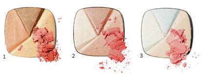 1. Iluminador Nuutre Rosé Glow, 2. Iluminador Doré Glow, 3. Iluminador Rosé Glacé Glow (Todos de L’Oreál).