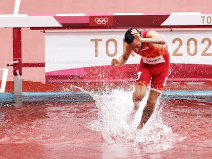 Carro, en un salto de ría de la carrera que no terminó.