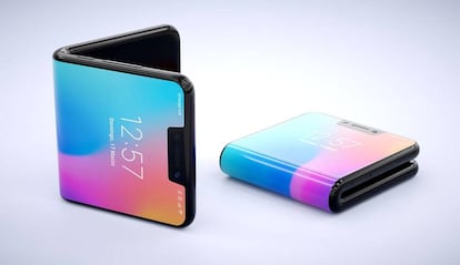 Diseño de concepto de un iPhone plegable.