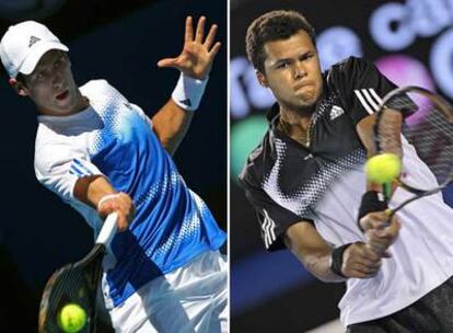 Djokovic (izquierda) y Tsonga, durante el Abierto de Australia.