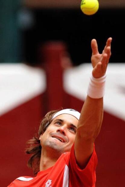 David Ferrer, durante el partido ante Wawrinka.