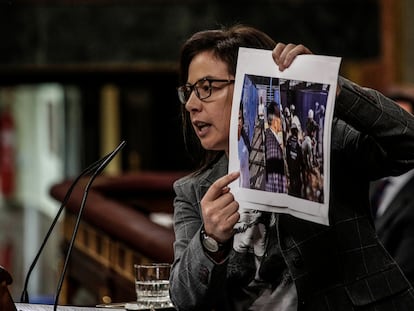 La portavoz del PP en Interior, Ana Belén Vázquez, en su intervención sobre los hechos ocurridos en Melilla.