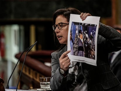 La portavoz del PP en Interior, Ana Belén Vázquez, en su intervención sobre los hechos ocurridos en Melilla.