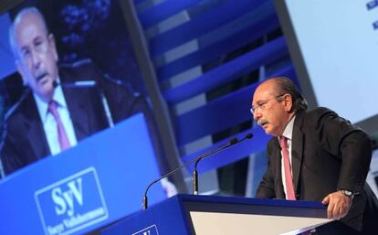 Luis del Rivero, durante su última junta de accionistas como presidente de Sacyr en mayo de 2011.