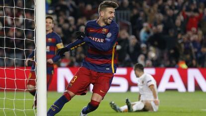 Piqué, tras marcar un gol ante el Roma.