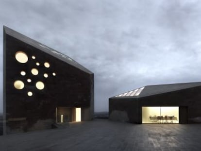 Edificio del Consejo Regulador de la denominaci&oacute;n de origen Ribera del Duero, proyectado por los arquitectos Barozzi-Veiga, en Roa. 