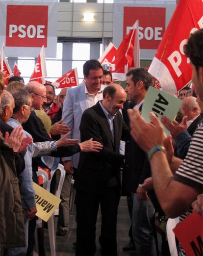 Alfredo Pérez Rubalcaba, en el mitin del PSOE en Valladolid.