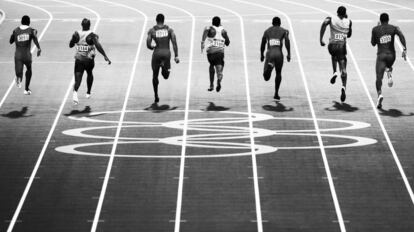 Final de los 100 metros en los Juegos Olímpicos de Londres, donde se impuso el jamaicano Usain Bolt. Foto finalista en la categoría de 'Deporte' (© Adam Pretty, Australia, Sony World Photography Awards / Getty Images)