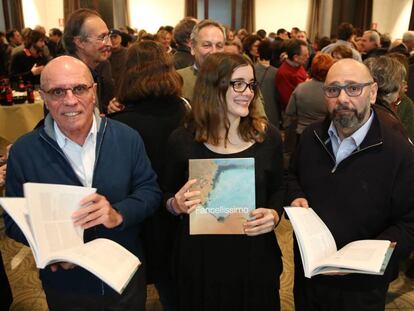 Fede Montagut, Marina Fancelli i Walter Oppenheimer, en la presentació del llibre.