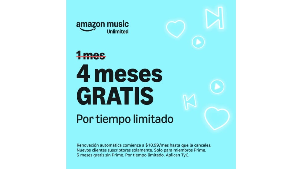 Amazon Music Unlimited puede ser gratis hasta por cuatro meses.