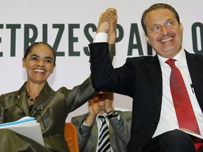 Eduardo Campos y Marina Silva, este lunes en Brasilia.