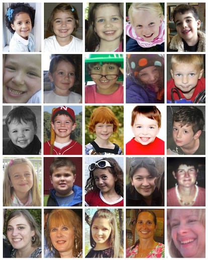 Las víctimas de la tragedia: Ana Marquez-Greene, Caroline Previdi, Jessica Rekos, Emilie Parker, Noah Pozner. Jesse Lewis, Olivia Engel, Josephine Gay, Charlotte Bacon, Chase Kowalski. Daniel Barden, Jack Pinto, Catherine Hubbard, Dylan Hockley, Benjamin Wheeler. Grace McDonnell, James Mattioli, Avielle Richman, Rachel Davino, Anne Marie Murphy. Lauren Rousseau, Mary Sherlach, Victoria Soto, Dawn Hochsprung, Nancy Lanza.