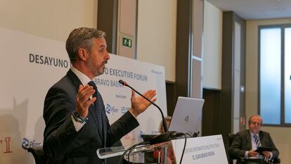 Juan Bravo Baena, vicesecretario económico del PP, este viernes en un desayuno informativo de Executive Forum en Madrid.