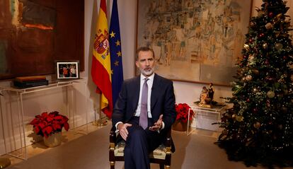 El rey Felipe VI pronuncia el discurso de Navidad.