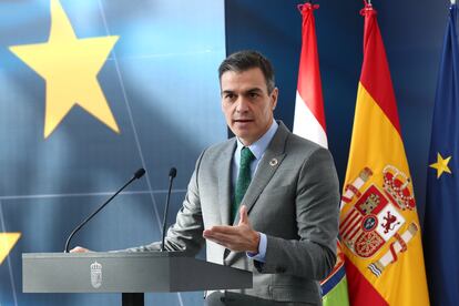 El presidente del Gobierno, Pedro Sánchez, interviene en el acto de presentación del Plan de Recuperación, Transformación y Resiliencia, este viernes.