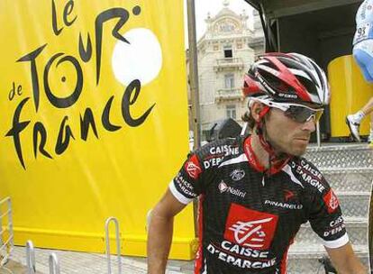 Alejandro Valverde, antes del inicio de la etapa de ayer.