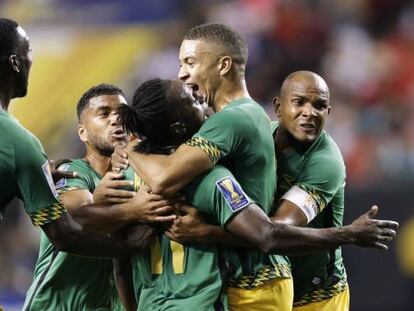 Jamaica celebra uno de los goles ante Estados Unidos.