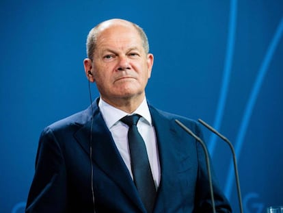 El canciller alemán Olaf Scholz durante una conferencia en Berlín el pasado 16 de agosto.