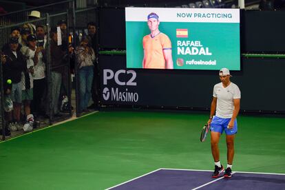 Nadal, el miércoles durante un entrenamiento en Indian Wells.