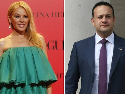 La cantante Kylie Minogue y el primer ministro irlandés Leo Varadkar.