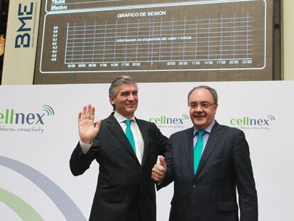 Francisco Reyn&eacute;s y Tob&iacute;as Mart&iacute;nez, presidente y consejero delegado de Cellnex, respectivamente.