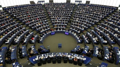 El Parlamento Europeo en una votación sobre el Brexit en abril.
