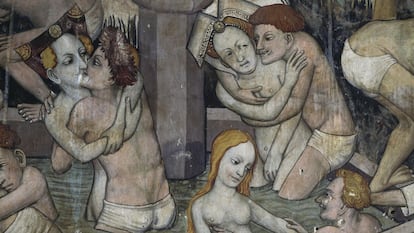 A medieval sex scene on a fresco from Piedmont 