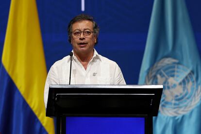 Gustavo Petro habla en la inauguración de la 16ª Cumbre de las Naciones Unidas sobre Biodiversidad en Cali, Colombia, el 20 de octubre.