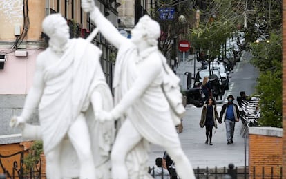 Plaza del Dos de Mayo, en el barrio de Malasaña (Madrid), en septiembre de 2019.