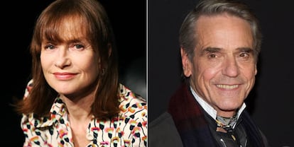 La actriz francesa Isabelle Huppert y Jeremy Irons, ganadores del Premio Europeo de Teatro.