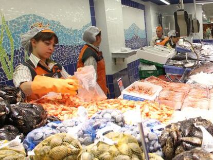 Interior de una tienda de Mercadona en Madrid.