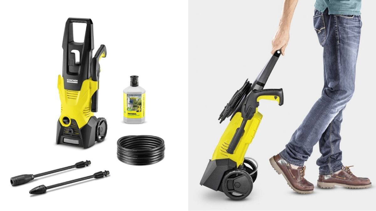Hidrolimpiadora Karcher K 3 con 1.600 vatios de potencia.