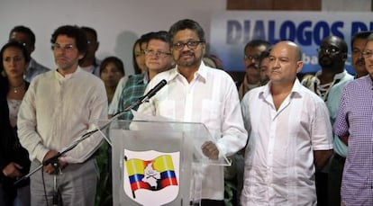 Iván Márquez, durante el anuncio del cese del fuego.