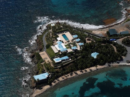 Imagen aérea de Little Saint John, la isla privada de Epstein.