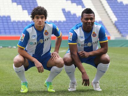 Countinho y Uche, en su presentación con el Espanyol.