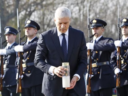 El expresidente serbio, Boris Tadic, durante el acto de homenaje a los 200 croatas asesinados por las tropas serbias en Vukovar, en 2010.
