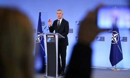 El secretario general de la OTAN, Jens Stoltenberg, en una rueda de prensa el pasado febrero, en Bruselas.
