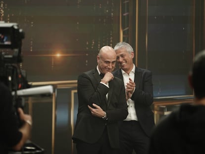 Tomàs Molina i Albert Om al programa del 40è aniversari de TV3
