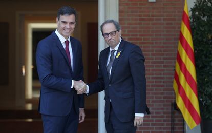 Reunión en el Complejo de La Moncloa del presidente del Gobierno, Pedro Sánchez, y Quim Torra, presidente de la Generalitat de Cataluña.