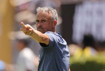 Luis Enrique durante el partido del Mundial de Clubes contra el Atlético de Madrid.