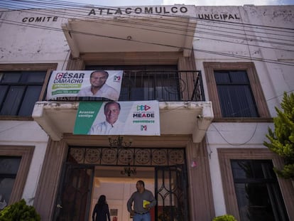 Las oficinas de PRI en Atlacomulco, Estado de México, lucen solitarias.