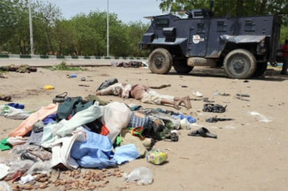 La policía nigeriana patrullaba ayer las calles de la ciudad de Maiduguri, al norte del país.