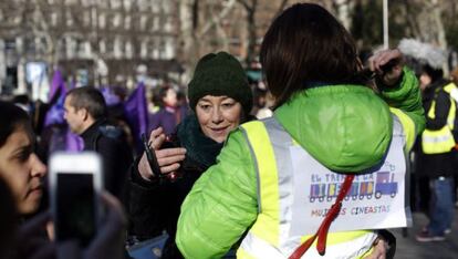 La directora de cine Gracia Querejeta, ayer durante la manifestación.