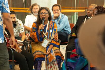 Monira Rahman hace una intervención durante la Cumbre de Bienestar, celebrada en Bilbao a principios de junio.