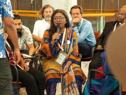 Monira Rahman hace una intervención durante la Cumbre de Bienestar, celebrada en Bilbao a principios de junio.