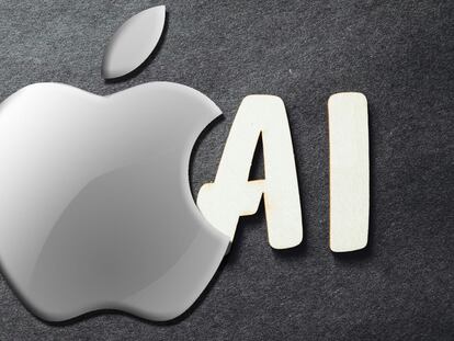 Logo de Apple con fondo de IA