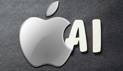 Logo de Apple con fondo de IA