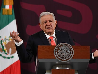 Andrés Manuel López Obrador during his morning press conference.