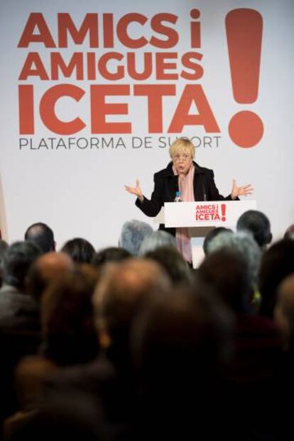 La actriz Rosa Mar&iacute;a Sard&agrave; durante el acto de presentaci&oacute;n de la plataforma de apoyo al candidato del PSC, Miquel Iceta.